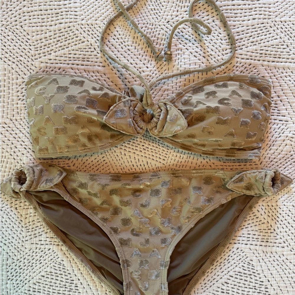 MARC JACOBS Bikini Gold monogram pattern EUC Size Large